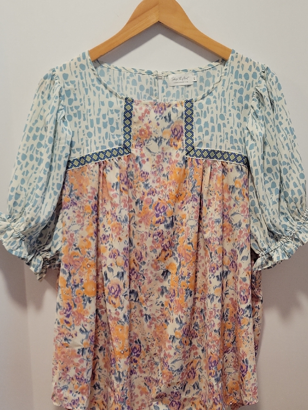 Shop the Mint "All About You Aqua & Pink Floral Blouse" Peach Mauve Boho